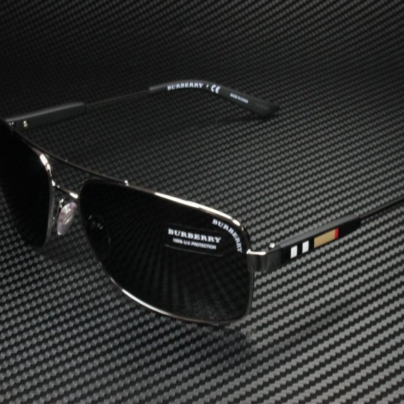 New Burberry 63mm Gunmetal Men's Sunglasses
